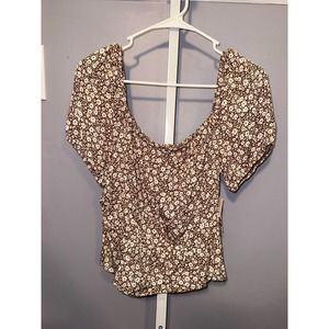 NWT Juniors' SO® Ruffled Double Cinched Waist Top Size Large